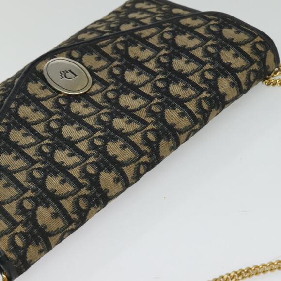 DIOR Trotter Canvas Chain Shoulder Bag Navy Gold - Picture 6 of 12